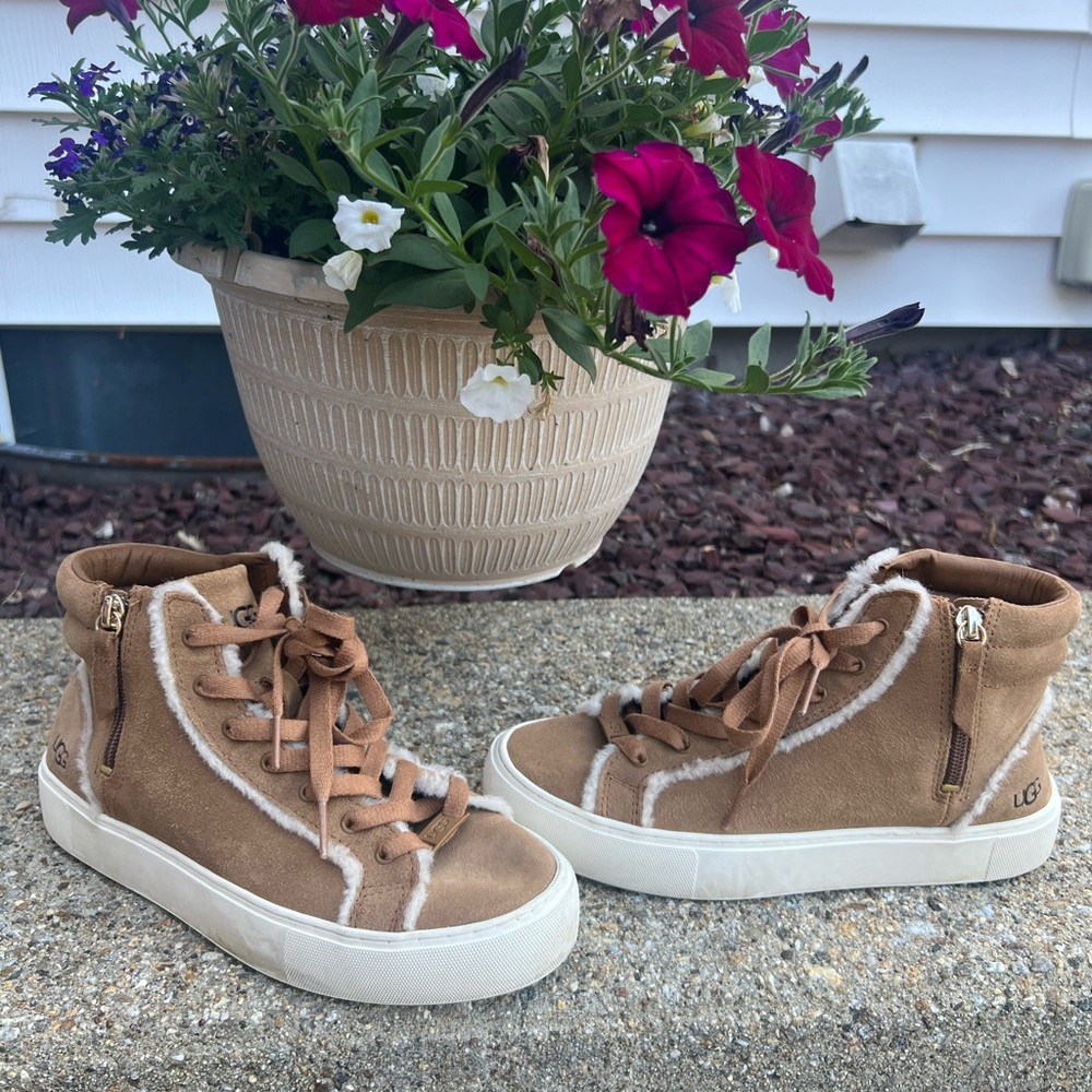 UGG Tan High-Top Sneakers with White Trim